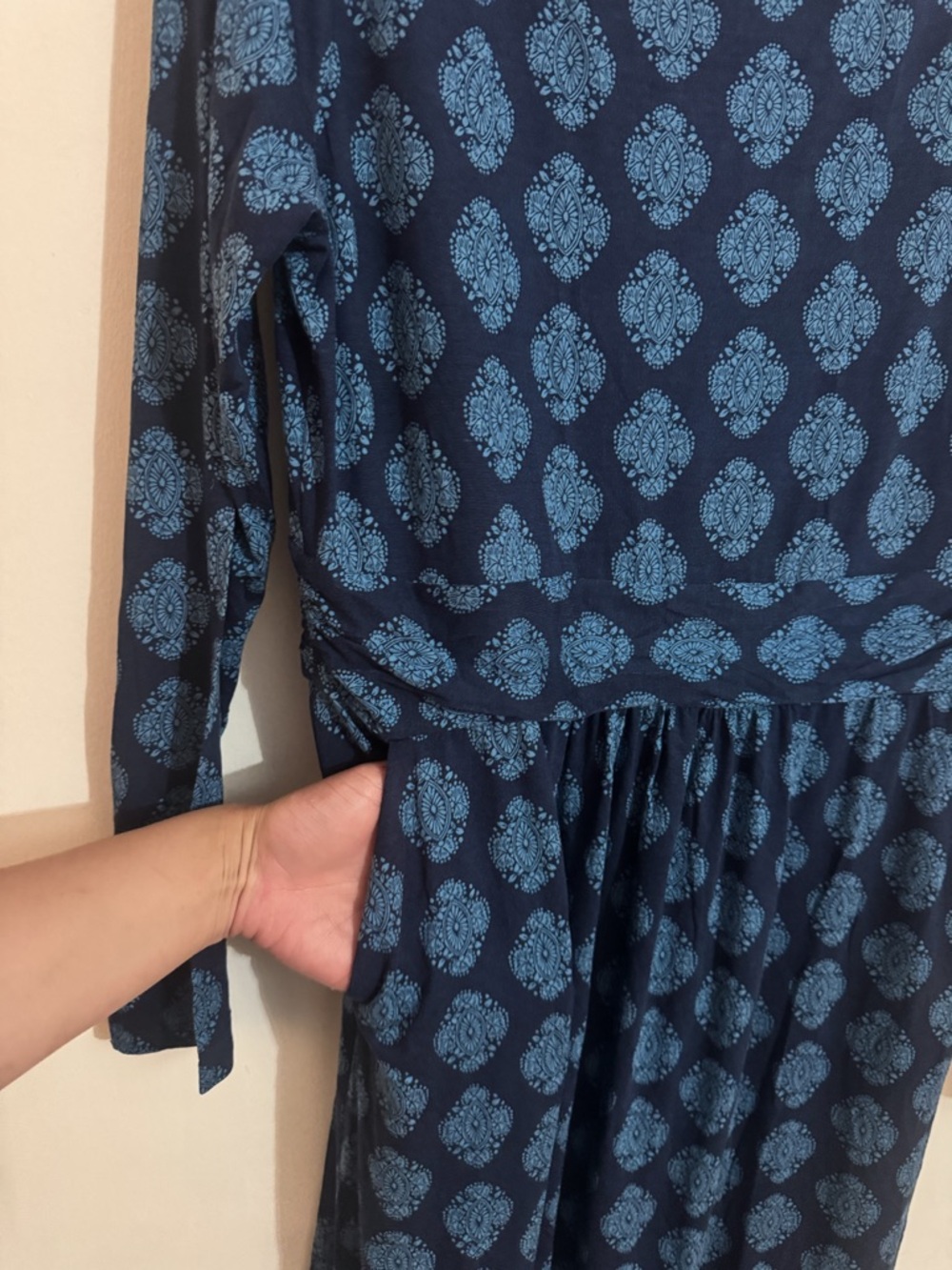 Boden Blue Print Abigail Jersey Dress size 12R - Picture 6 of 8